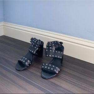 Rebecca Minkoff Black Carter Grommet Sandals